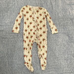 Posh Peanut White, Green and Red Floral Kids Footie